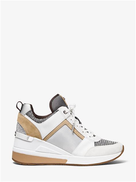 michael michael kors sneaker georgie aus geflochtenem leder|georgie mixed media trainer.